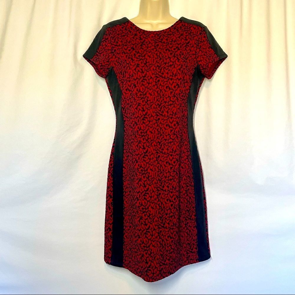 Karen Kane Women’s Red and Black Dress with Black Accents Size Small